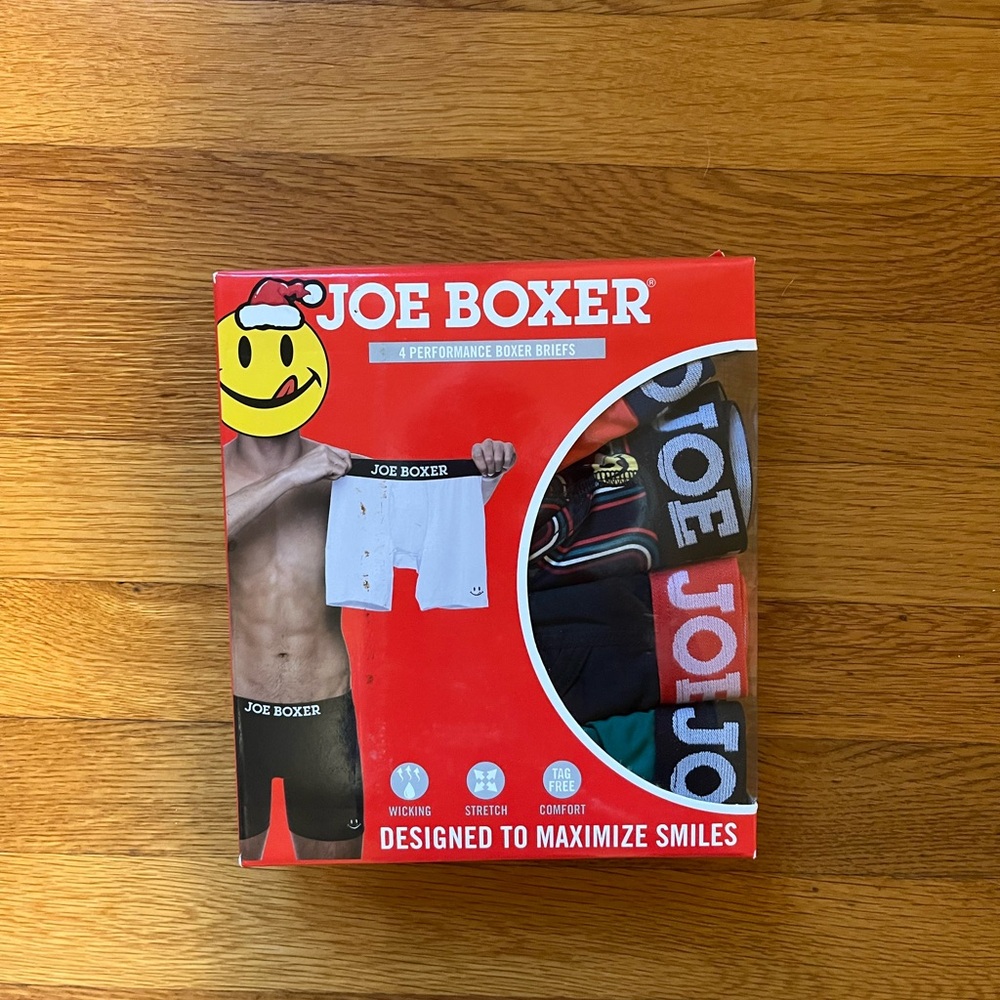 Men’s Joe Boxer Performance Boxer Briefs XL Christmas Santa Hat Read Look Pic